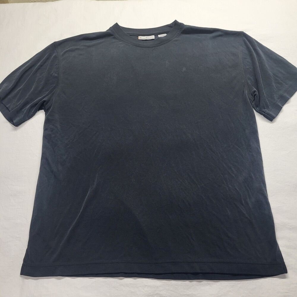 Burma Bibas Mens Crew Neck T Shirt  MED Black Soft Ribbed Texture Modal